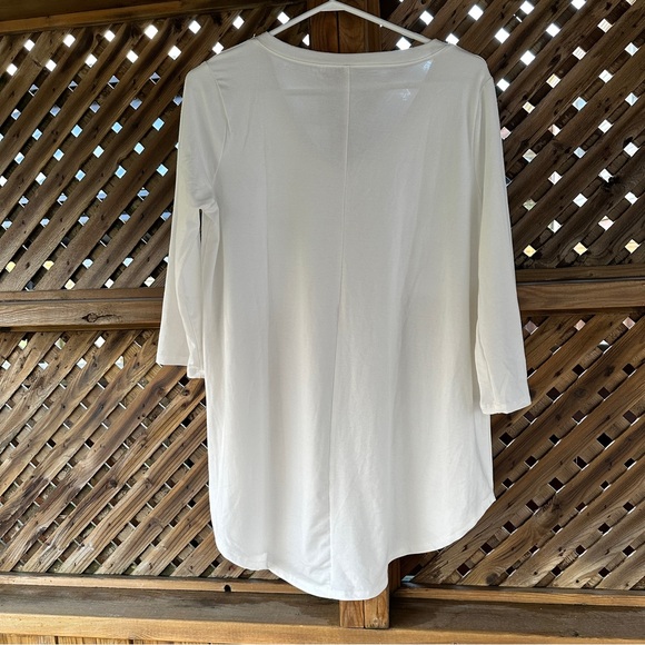 Zenana Premium Relaxed Fit 3/4  Sleeve V-Neck & Hem Jersey Tee Shirt Top :cream - Picture 5 of 7
